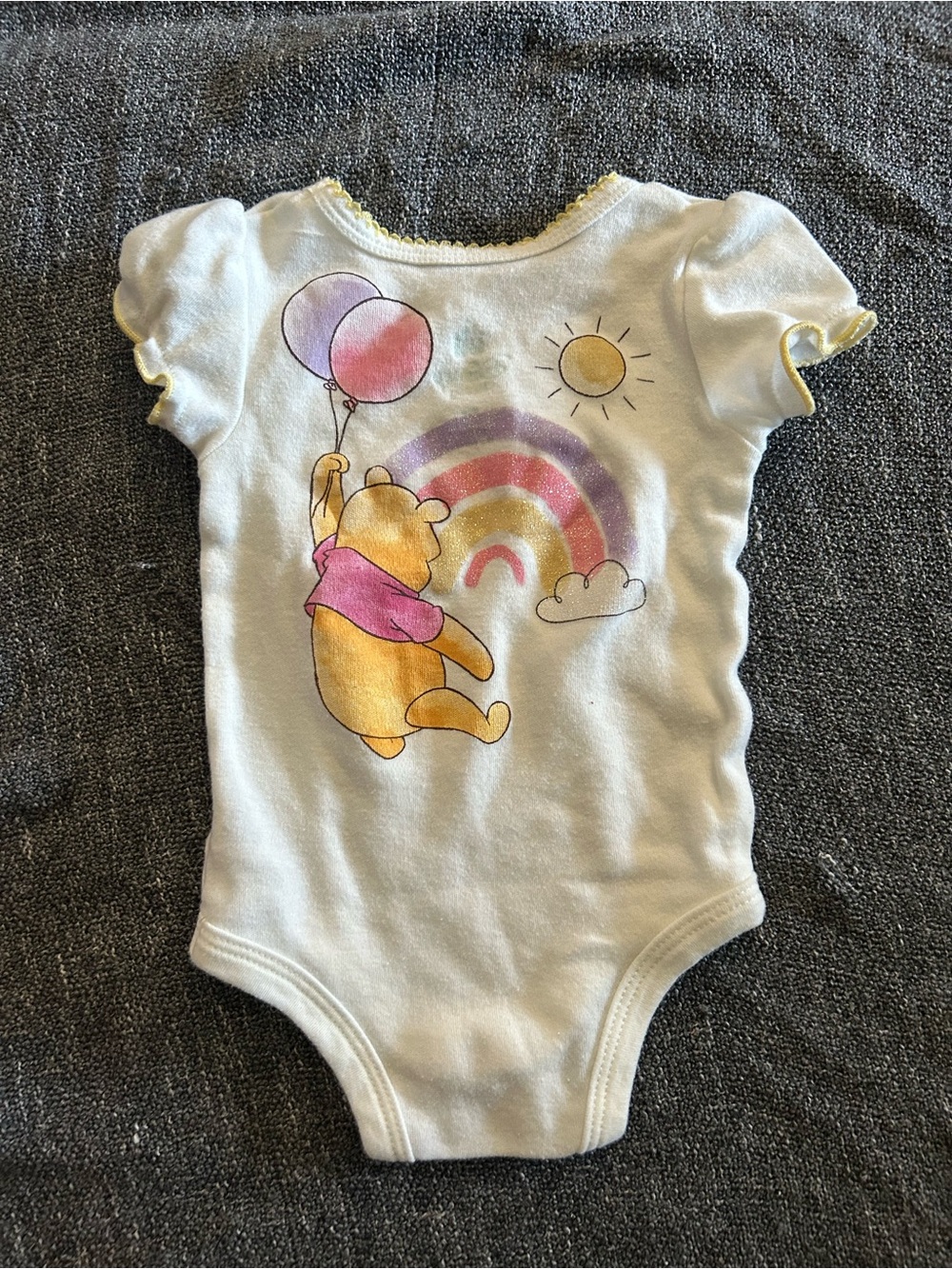Disney White & Yellow Winnie the Pooh Baby One-Piece - Picture 3 of 3